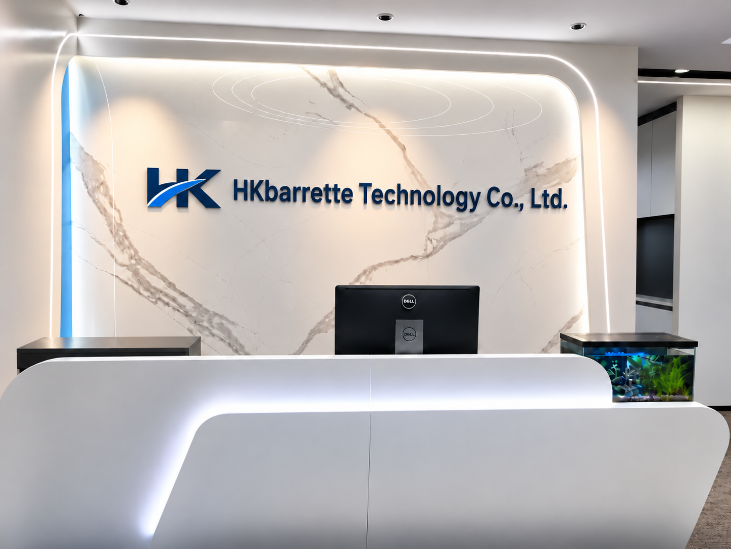 HKbarrette reception with the HKbarrette Technology Co., Ltd. company name and logo